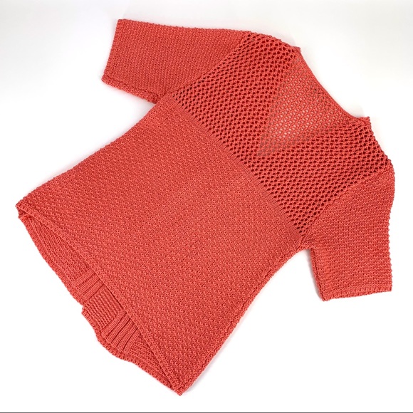 Today's Designer Salmon Pink Single Button Short Sleeve Knit Cardigan, Medium - Picture 2 of 16